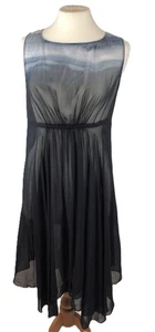 Mint Velvet Black Sheer Fluted Midi Sleeveless Chiffon Dress RRP£109 Size 16 NEW - Picture 1 of 8