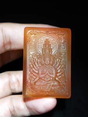 CERTIFICADO 19g COLGANTE KWAN YIN ÁGATA ROJA BRASILEÑA 100% NATURAL TALLADO A MANO Foto 1 de 4