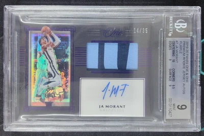 2019 Panini One and One Ja Morant Premium RC Jersey Auto Purple /35 BGS 9/9 - Image 1 of 2