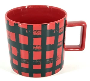 Starbucks Coffee Mug Cup Red Black Buffalo Plaid with Square Handle -- 2016 - Picture 1 of 8
