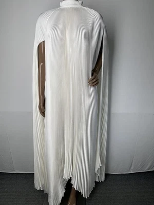 L'Idee Womens Cape Gown Off-White Size 6 Eiffel Pleated Maxi Dress - Image 1 of 4