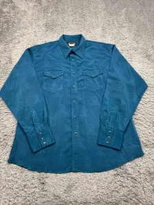 Vtg Wrangler Shirt Men XL Brushpopper Bull Embellish Western Cowboy Pearl Snap - Picture 1 of 9