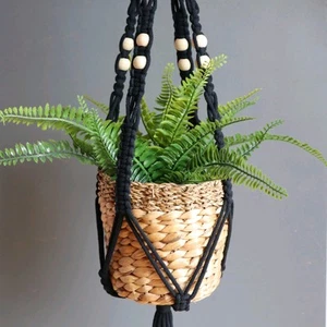 Blumenampel Makramee I Handmade I Pflanzen I Boho I Pflanzenaufhänger I Schwarz - Bild 1 von 12