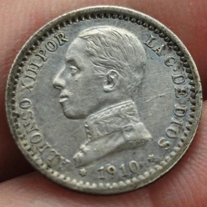  50 Centimos 1910 Espagne Argent  - Picture 1 of 2