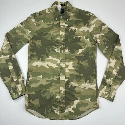 J. Crew Mens NWT Green Camo Button Down Slim-Fit Flex Long Sleeve Shirt XS/C36 - Image 1 of 4