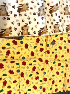 2 Pieces of Cute  Doggie Prints Cotton Flannel Fabric. OOP - Picture 1 of 2