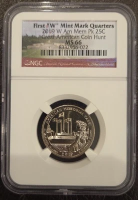 2019 W American Memorial Park NP Quarter 25c NGC MS 66 West Point - Image 1 of 2