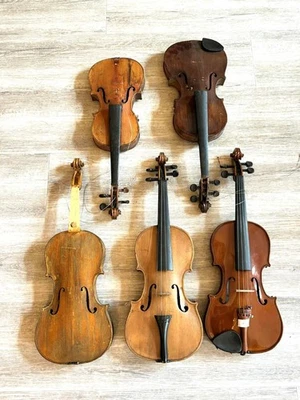 Lot of 5 vintage violins / violins - some playable, some in need of restoration - Image 1 of 2