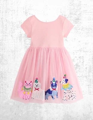 Mini Boden Girls Ami Applique Tulle Dress Pink RRP £49 (A Bit Defect) - Image 1 of 4