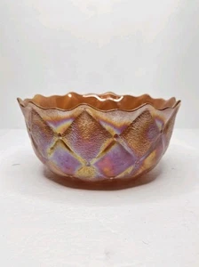 Vintage Fenton Marigold Carnival Glass 6 3/4" Bowl Diamond Quilted Pattern - Picture 1 of 5