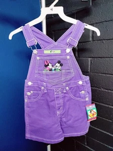 Vintage Mickey Mouse Kids Purple Overalls Size 4 Mickey & Minnie New Rare - Picture 1 of 9