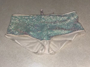 Victoria’s Secret Sexy White Iridescent Sparkly Shortie Panties Medium Mesh Back - Picture 1 of 4