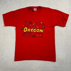 Vintage 80s Oregon Sportsmans Paradise Red Single Stitch T-Shirt Size Medium - Picture 1 of 7