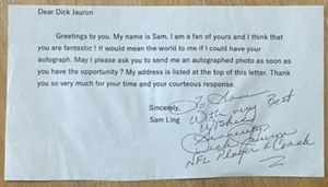 DICK JAURON, 100% AUTHENTIC AUTOGRAPHED LETTER, FOOTBALL LEGEND ! - Picture 1 of 1