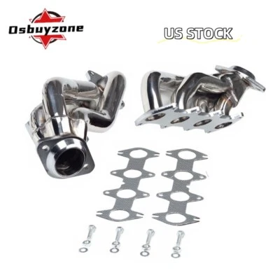 Par de cabezales colectores cortos pulidos para Ford F150 2004-2010 5,4 V8 acero inoxidable Foto 1 de 4