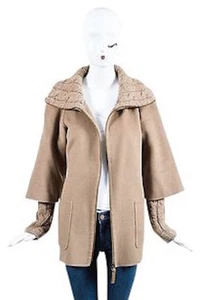 Mackage Cable Knit Collar Coat in Beige - Picture 1 of 5