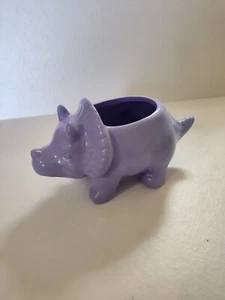 Vintage Ceramic Triceratops Planter ! Cute Retro Purple Succulents Plants Plant - Picture 1 of 11
