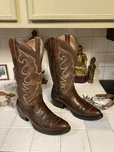Montana African Bullfrog Herren Größe 8,5 E Braun Cowboystiefel Exotisch Handarbeit - Bild 1 von 18