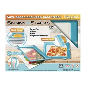 2pc Skinny Stacks Reusable Stackable Food Storage Plates/Trays/Wrap BPA Free - Picture 1 of 2