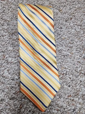 Tommy Hilfiger Amarillo Azul Naranja Rayas 100% Seda EE. UU. 4x59 Foto 1 de 4