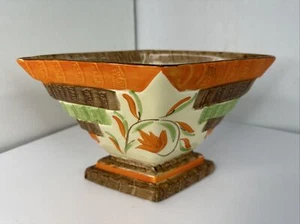 Florero seco inglés Art Deco vintage en cerámica pintada a mano, años 30 - Imagen 1 de 10