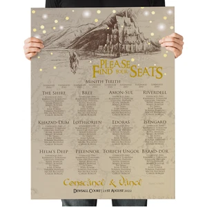 Lord of the Rings, Rings of Power Wedding Seating Chart, Middle Earth Table Plan - Picture 1 of 12