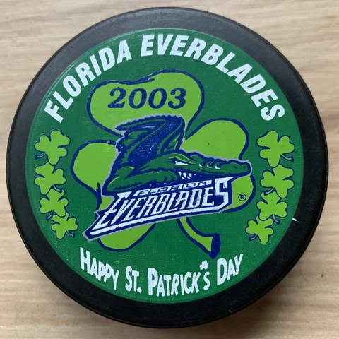 FLORIDA EVERBLADES ECHL HOCKEY PUCK 2003 HAPPY ST. PATRICK’S DAY ☘️ MADE IN 🇨🇦 Cover