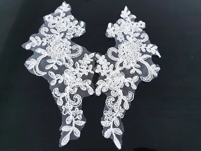 Sequin Lace Mirror Applique Trims Motif Dance Wedding Embroidery Sewing Craft - image 1 of 4