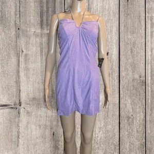 Lulus Fantastic Figure Shiny Lilac Tie-Back Bodycon Mini Dress XL - Picture 1 of 7