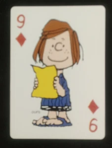 Hoyle Peanuts 50 Celebration Playing Card Peppermint Patty 9 Diamonds - Picture 1 of 2