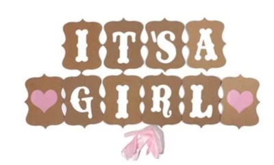 Guirnalda de banderines It's Girl rústica elegante decoración de fiesta nueva Foto 1 de 4