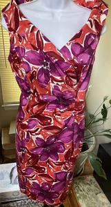 Evan-Picone V-Ausschnitt Mantel lila rosa rot Kleid Größe: 12P - Bild 1 von 15