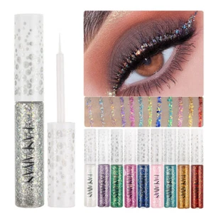Diamond Eyeliner Glitter Sequins Shimmer Liquid Eyeshadow Waterproof Eye Makeup - Picture 1 of 33
