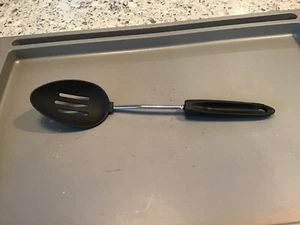 Vintage Unbranded Black Nylon Plastic Slotted Large Bowl Serving Spoon 12.5” - Picture 1 of 5