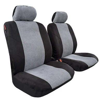 Fundas de asiento de gamuza de pana gris negro para KIA RIO 5 2007-2009 Foto 1 de 4