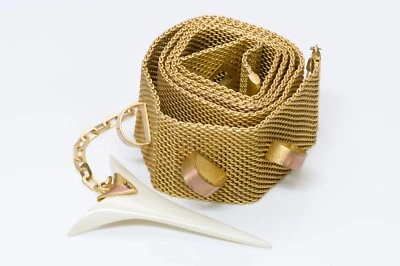 Cinturón para mujer Yves Saint Laurent YSL ancho chapado en oro amarillo rosa malla metálica Foto 1 de 3