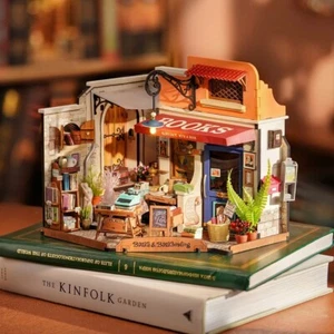 ROBOTIME 1:24 Wooden Miniature Dollhouse Furniture Kit DIY Corner Bookstore Gift - Picture 1 of 7