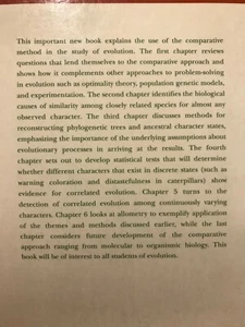 Paul Harvey Mark Pagel The Comparative Method in Evolutionary Biology Genetics - Picture 1 of 1