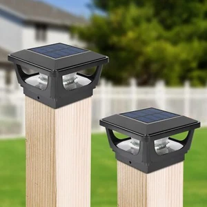 2X Solar Post Cap Lights Solar Fence Post Lights for 3x3 4x4in Post Garden Yard - Picture 1 of 19