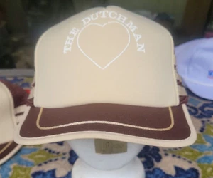VINTAGE THE DUTCHMAN HEART BROWN/TAN TRUCKER MESH SNAPBACK HAT CAP - Picture 1 of 6