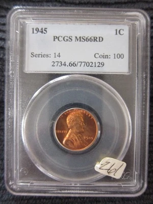 1945 PCGS Lincoln wheat Cent MS66RD Red 1c penny  uncirculated - Image 1 of 4