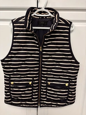 J. Crew Women’s Striped Down Vest Large - Image 1 of 4