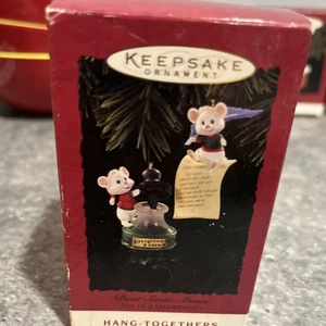 1994 segno distintivo caro topolino Babbo Natale set di due ornamenti da appendere insieme - Foto 1 di 5