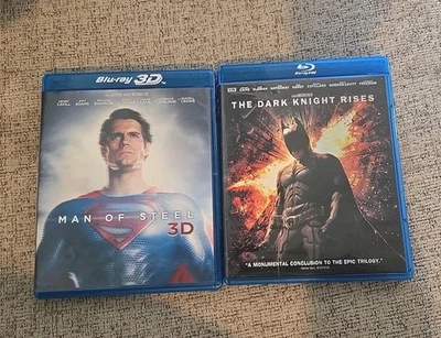 Man of Steel 3D Blu-ray & The Dark Knight Rises Blu-ray 2 Movie Lot Pre Owned - Image 1 of 4