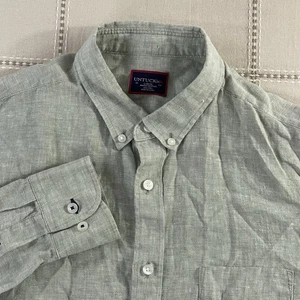 Untuckit Hemd Herren Large Grün 100% Leinen Reg Fit Laroche Knitterarm - Bild 1 von 10