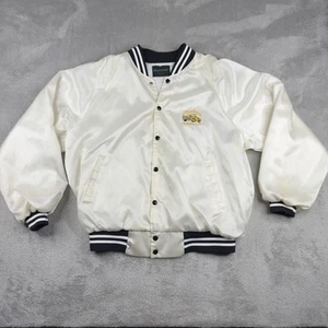 * Vintage USA Satin Bomber Jacket Studebaker’s Myrtle Beach SC XL White *READ - Picture 1 of 14