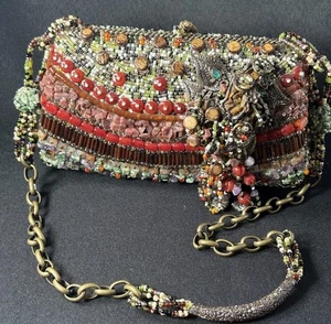 Vintage MARY FRANCES Perlen verziert Blumen Hardcase Handtasche PRACHTVOLL - Bild 1 von 24