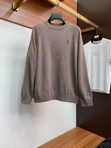 Brunello Cucinelli Herren Langarm Thermo Strick Rundhals Pullover Braun - Bild 1 von 7