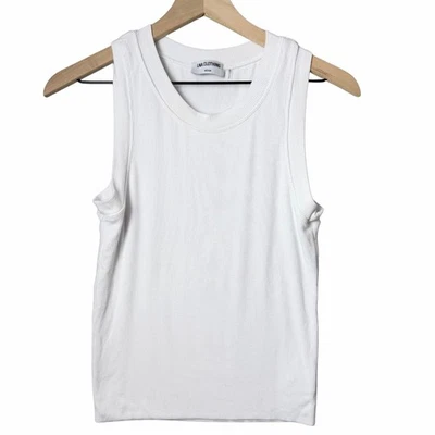 Regata feminina LNA Clothing com nervuras camada dupla elástica branca tamanho M - Imagem 1 de 4