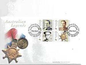 australia stamps the last anzacs first day cover with $1 mint coin as scan - Picture 1 of 1